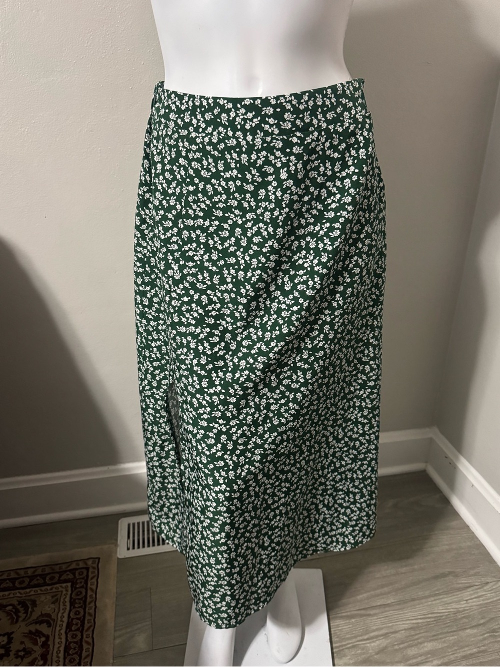 SHEIN Dark Green Floral Midi Skirt